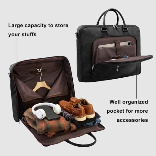 Garment Bag for Travel Large Carry on Garment Bags Men Women (Black)