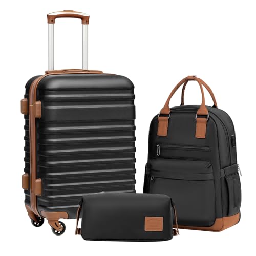 Luggage Set Hardside Suitcase (3 piece set (BP/TB/20) / Black)