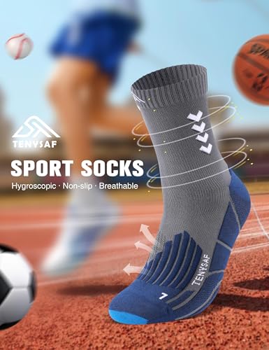 Crew Compression Running Socks (9-13 / H-blue White Purple-3pairs)