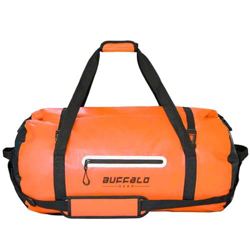 Waterproof Duffel Bag 80L Heavy Duty Duffle Bag Travel Dry Bag for Kayaking (Orange / 80L)