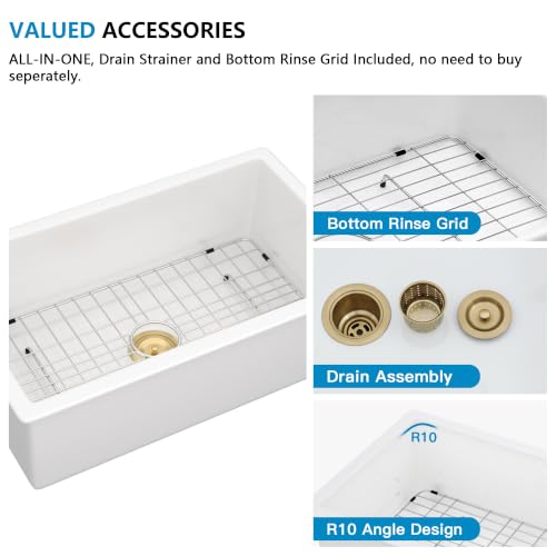 32"x19" White Undermount Kitchen Sink (32"x19"x10" / White Gold)