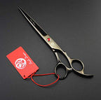 7" Dog Grooming Scissors Set with Rhinestone Accent (Bright Black)