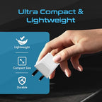 India, Nepal, Bangladesh Travel Adapter Plug with USB-A + USB-C - Type D - Usa Input - Ultra Compact - Safe Grounded Perfect for Cell Phones, Laptops, Camera (CTU-10) (Off White)