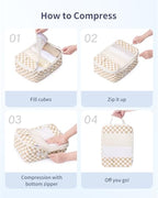 Compression Packing Cubes for Women Kids (AB-Light Checkerboard / 5 Set)