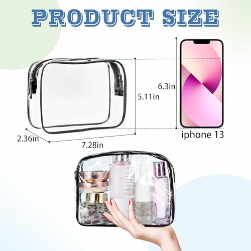 16 Pieces Clear Makeup Bags Bulk (16pcs Black)