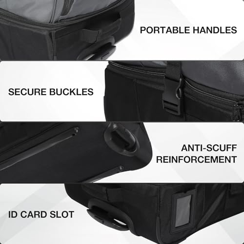 33" Large Rolling Travel Duffle Bag with Wheels and Handle (33" Black/Grey)