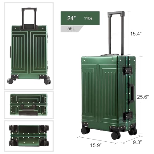 All Aluminum Magnesium 24inch Luggage (green / 24 inch)
