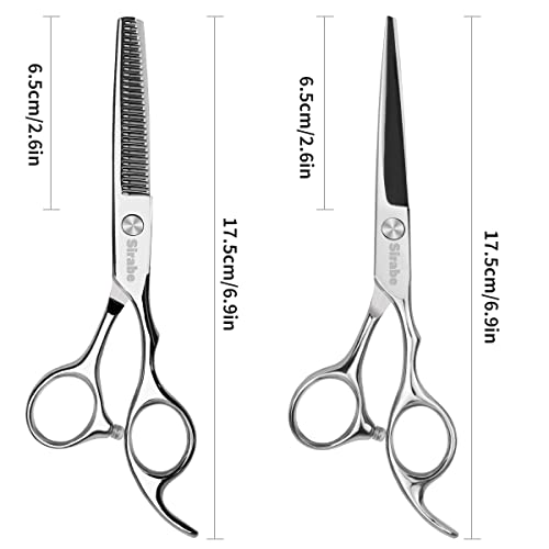 Hair Cutting Scissors Thinning Shears Kit (Silver / 8 Piece Set)