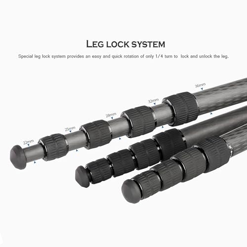 Carbon Fiber Camera Tripod 5 Section 360° Ball Head LS (LS-365CX+LH-47:Maxload 20kg-5 Sections)