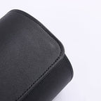 Genuine Napa Leather Watch Roll Travel Case for 3 Watches (Black)