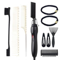 Electric Hot Comb Hair Straightener Heat Pressing Comb Curling Flat Iron Curler Hair Straightener Brush for Natural Black (Black-3-gear)