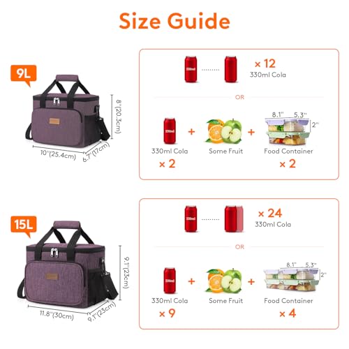 Insulated Lunch Box for Men (Purple / Medium(9L))