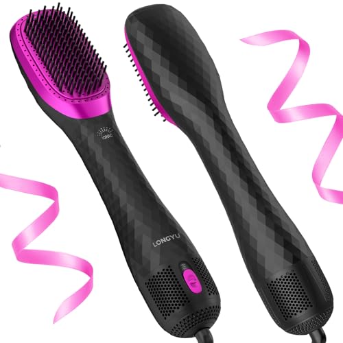 3 in 1 Hair Dryer Brush Straightener 1200W Negative Ionic Hot Air Brush One Step Blow Dryer and Styler for Straightening Drying Smoothing (Black)