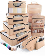 8 Set Packing Cubes for Travel Essentials (16 Gold)