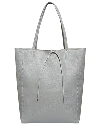 Genuine Italian Leather Tote Bag for Women (Grey)