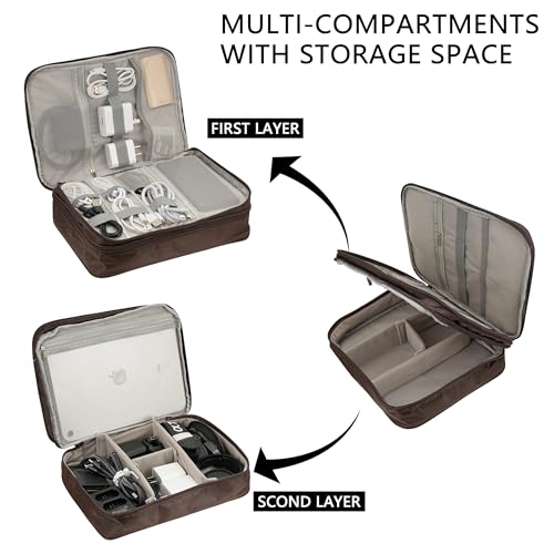 Electronics Accessories Organizer Bag (Classic-two Layers-brown)
