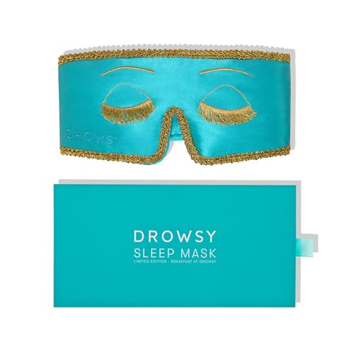 Breakfast at Drowsy Silk Sleep Mask (Breakfast Turquoise / 1 Count (Pack of 1))
