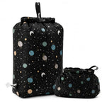 Compression Travel Laundry Bag for Dirty Clothes (Black Planet / Large)