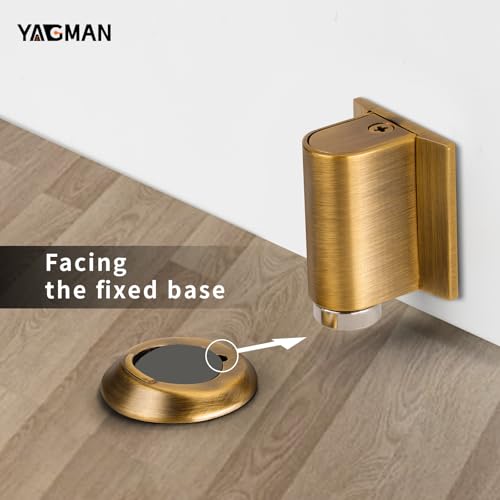 2 Pack Magnetic Door Stopper Floor Mount (Antique Brass)