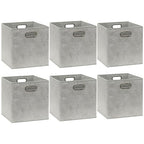11 Inch Foldable Cube Storage Bins with Handles (6 Pack - 10.5" x 10.5" x 11" / Gray)