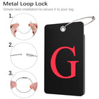 2 Pack Initial Luggage Tags for Suitcases Airplane Travel Essentials (Large G / Black)