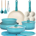 21PCS Pots and Pans Set Nonstick Cookware Set with Detachable Handle (Light Blue Gradient / 21PCS-Big Size)