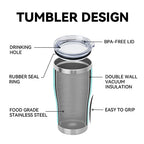 20oz Tumbler with Lid Stainless Steel Tumblers Bulk (Light Blue / 1 count)