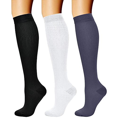 Compression Socks for Women & Men Circulation (XX-Large / 09 Black/White/Navy)