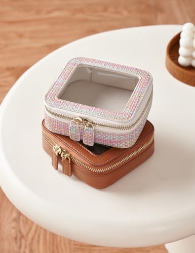 Clear Makeup Bag Toiletry Case Travel Transparent Cosmetic Bag with Zipper (Brown / Mini Chic)