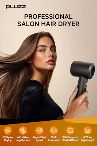 Hair Dryer with Comb & Diffuser Attachment for Curly Hair (Black-comb)