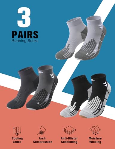 Compression Ankle Running Socks (13-16 / B-black Gray Gray)