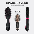 Dual Voltage Blow Dryer Brush Travel Hair Dryer Brush in One (50mm Oval / Black & Rose Gold)