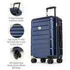 Carry On Luggage 22x14x9 Airline Approved Hardshell Carry On Suitcases with Wheels Travel Rolling 20 Inch Luggage with Cup Holder for Women Men (Navy / Carry-On 22-Inch（non-expandable）)