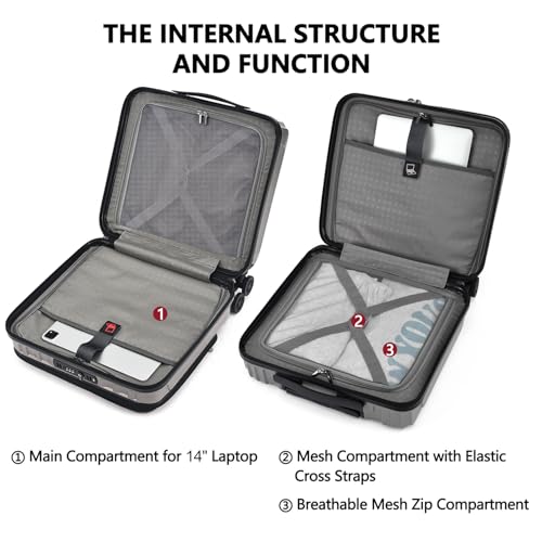 16" Carry on Luggage with 2 Laptop Compartments Airline Approved (Silver Grey / 16 Inch)