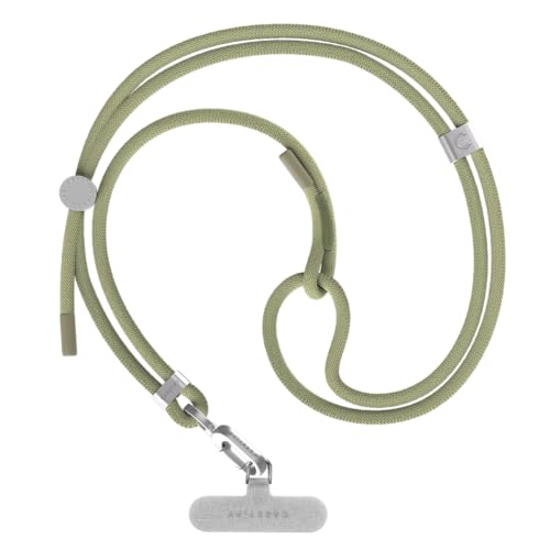 6mm Rope Cross Body Strap with Card (6mm / Solid Olive Green With Silver Clasp)