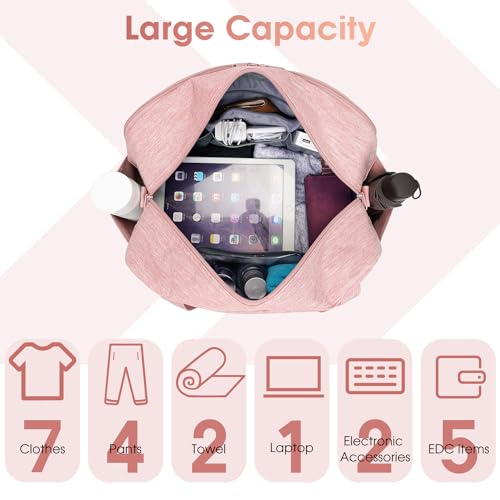Carry on Duffle Bag Underseat for Airplane (Pink / Small with laptop compartment)