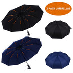 2 Pack 46 Inch Umbrellas ((2 pack)black+blue)