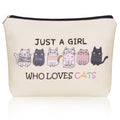 Cat Mom Makeup Bag For Women & Teen Girl Cat Lover Gifts (Girl Love Cats)