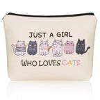 Cat Mom Makeup Bag For Women & Teen Girl Cat Lover Gifts (Girl Love Cats)
