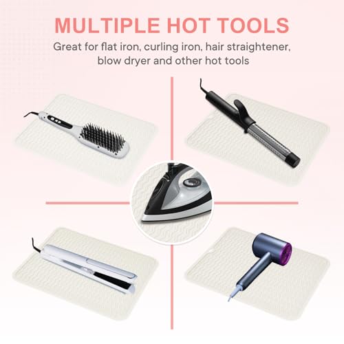 Oversize Silicone Heat Resistant Mat for Hair Tools (Ivory)