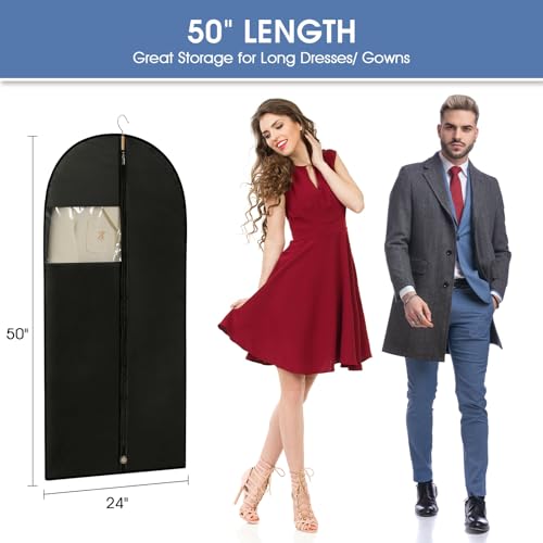 Garment Bags for Hanging Clothes (50" - 2 Pack / Black)