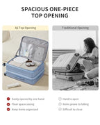 Expandable Top Open 28 Inch Checked Luggage with Spinner Wheels (Blueberry Blue / Checked-Large 28-Inch)