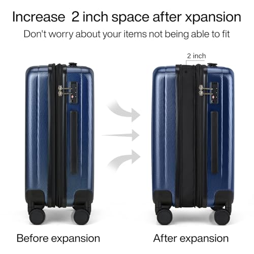 Expandable Hard Shell Luggage Sets (3 Pc Set EXT (20/24/29) / Dark Blue)