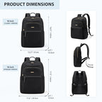 Hiking Travel Backpack for Women Casual Business Weekender Multilayer Laptop Bag (A-black / 16 Inch)