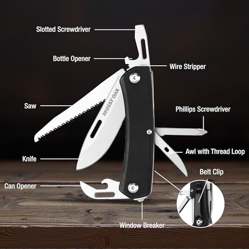 10-in-1 Folding Pocket Knife with Saw, Stainless Steel