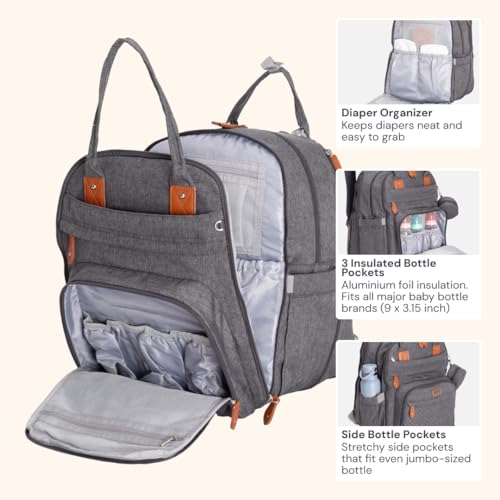 Extra Large Diaper Bag Backpack (Dark Gray)