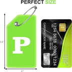 8 Pack Initial Luggage Tags for Suitcases Airplane Travel Essentials (Green / Letter P)