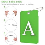 2 Pack Initial Luggage Tags for Suitcases Airplane Travel Essentials (Large A / Green)