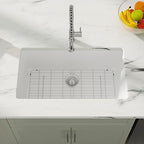 33"x19" White Undermount Granite Composite Kitchen Sink (White / 33"x19")