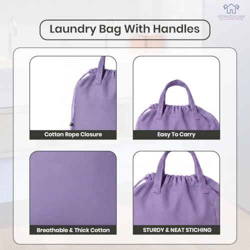 LFH Home Cotton Rich Large Premium Canvas Laundry Bag (18"x26" (Pack of 4) / Lavender)